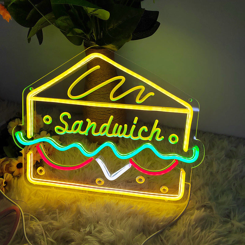 LED Neon Sign Hamburger Light Pizza